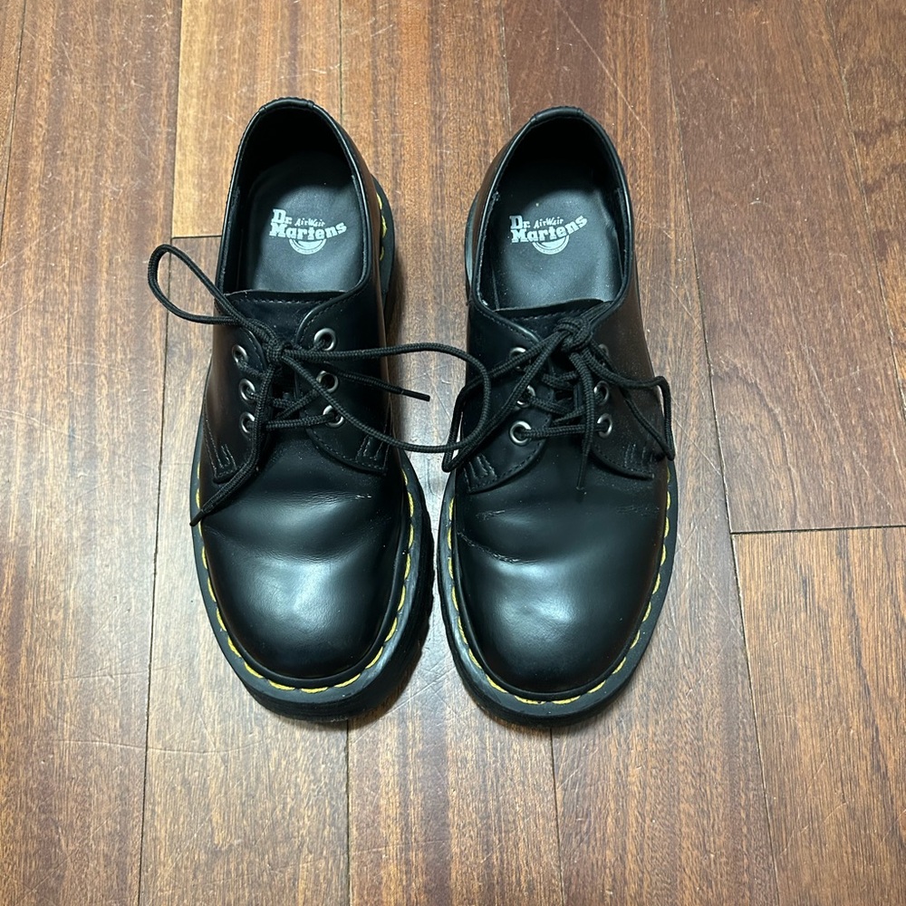 Dr. Martens Black Oxfords with Smooth Leather and Sturdy Sole